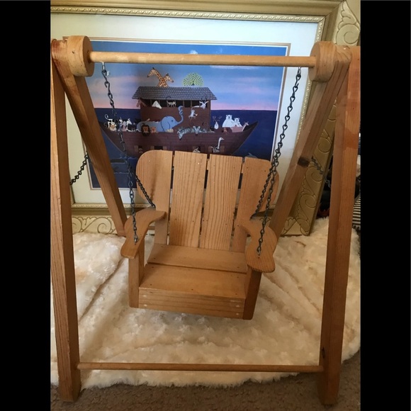 Rare Vintage 1980’s Amish Solid Wood Doll Swing - Picture 2 of 7